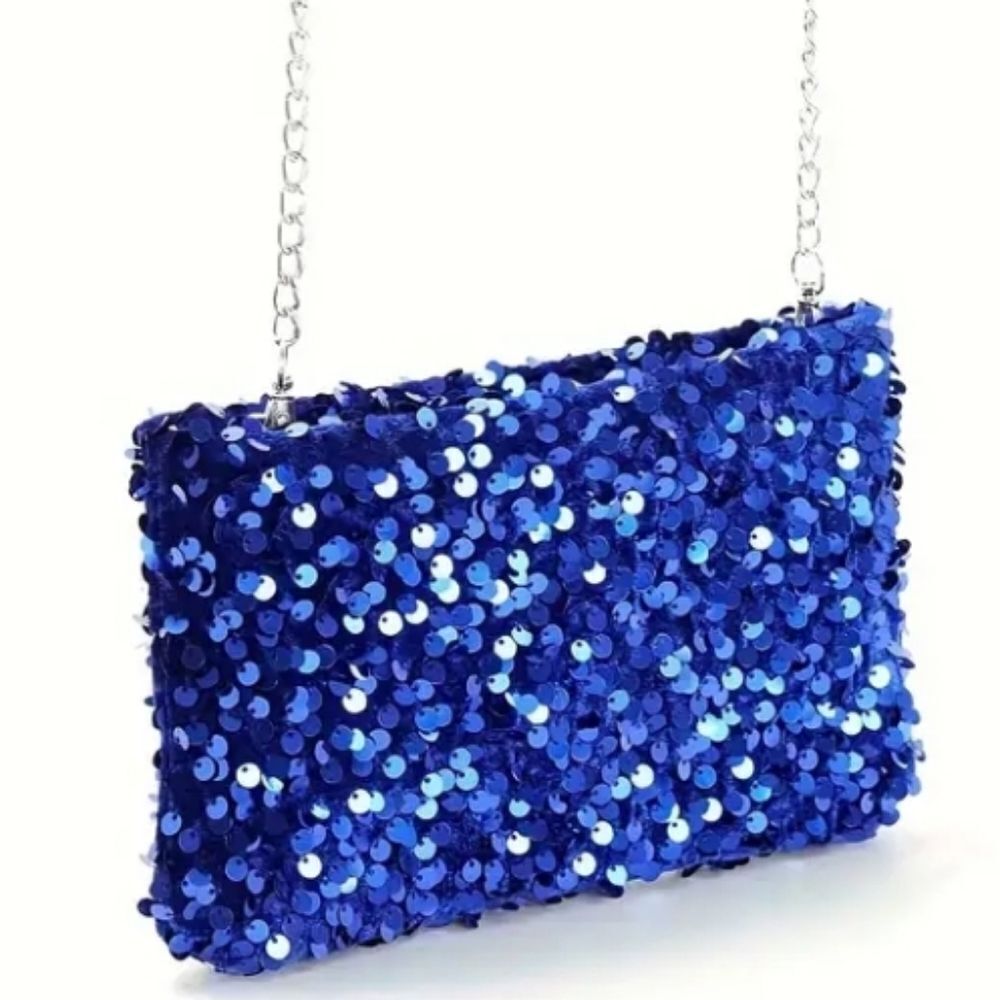 Blue Sequins Crossbody Bag